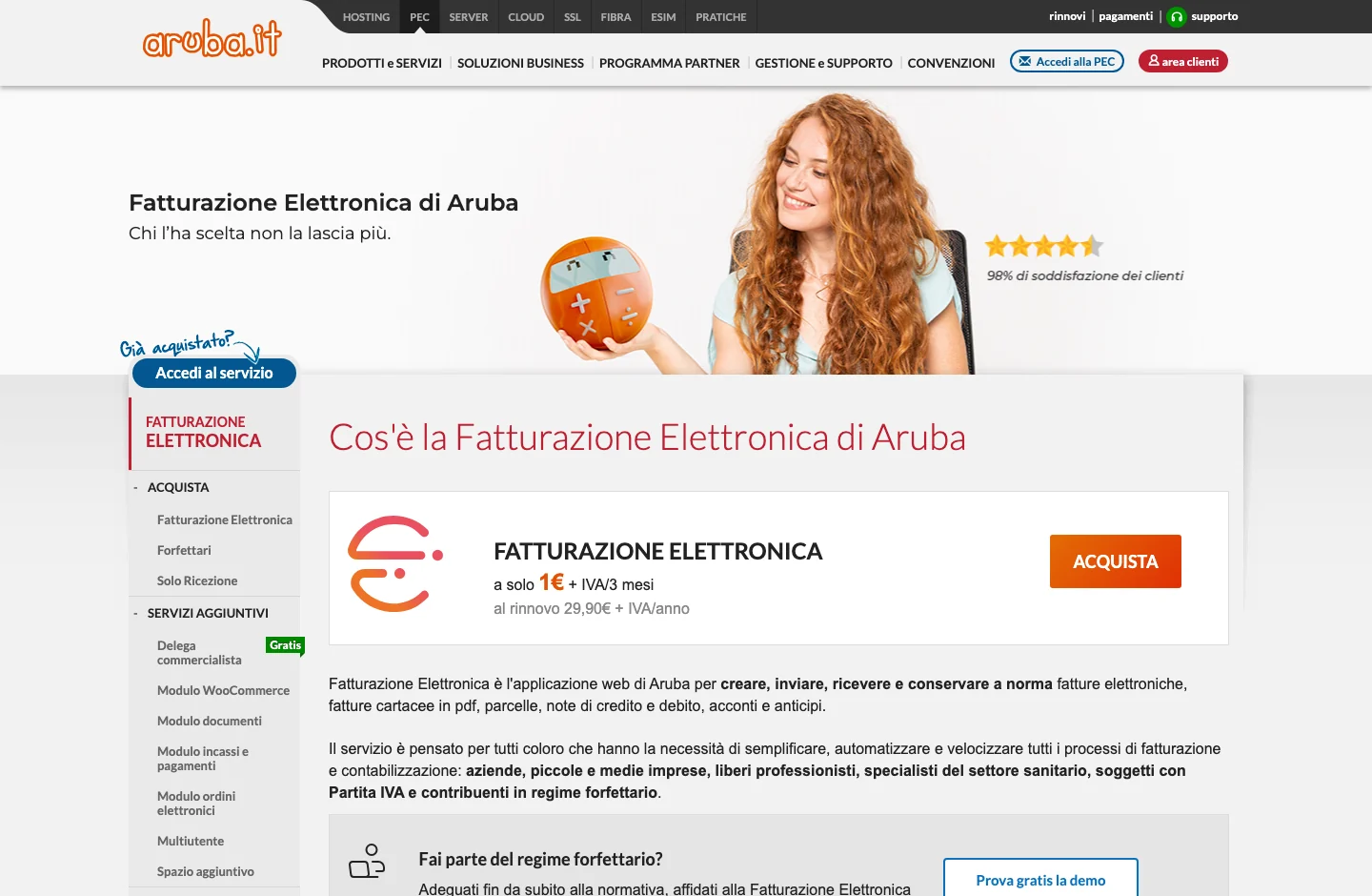 Aruba Fatturazione Elettronica Product Page