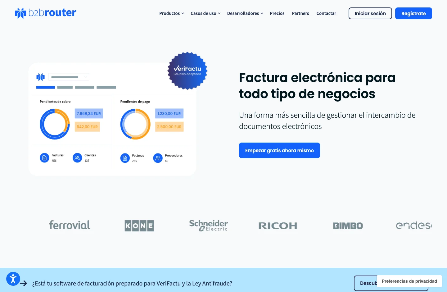 B2Brouter home page, with its product proposal