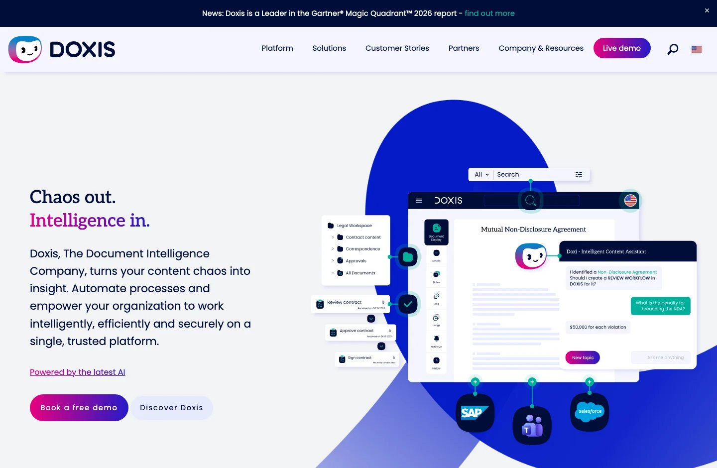 Doxis official page: presentation of its platform and product proposal
