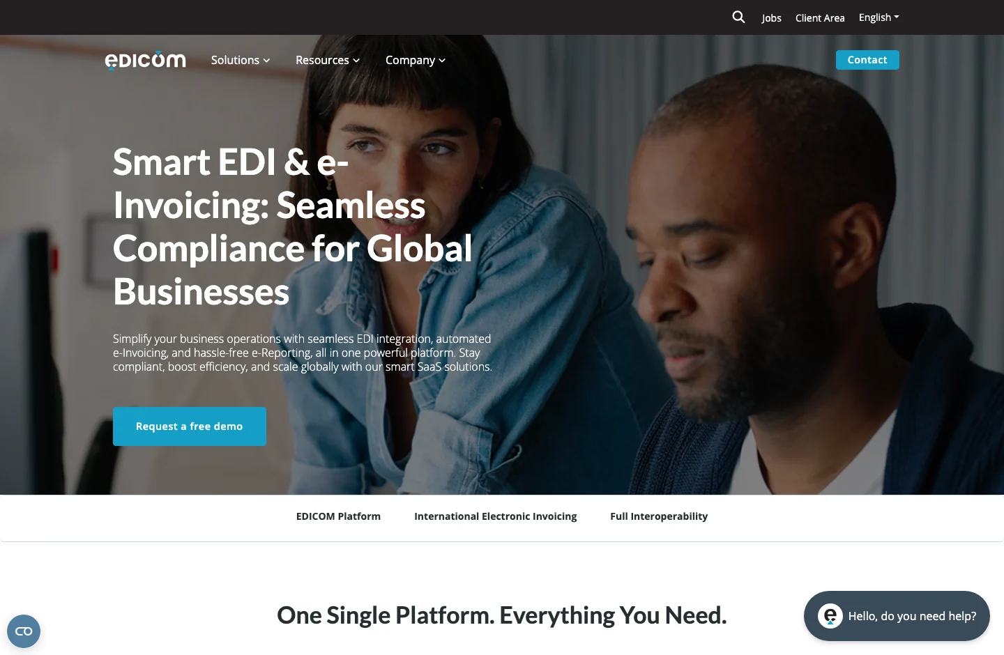 EDICOM home page, with its product proposal