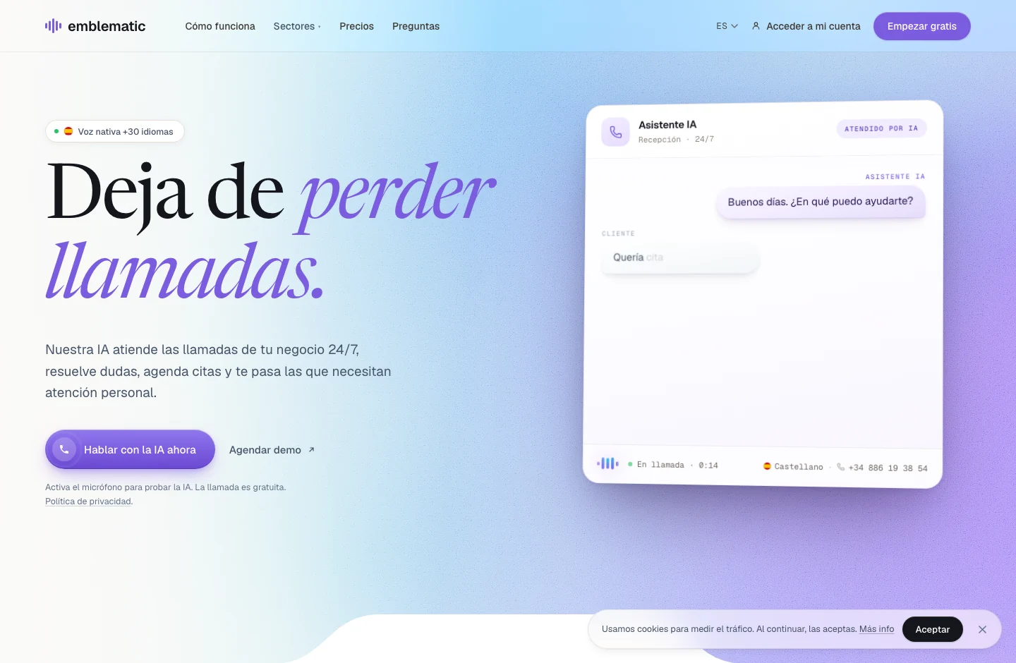 Emblematic home page, with its product proposal