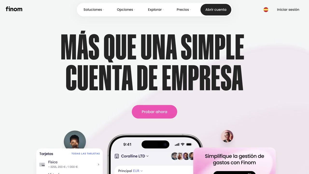 Finom home page, with its product proposal