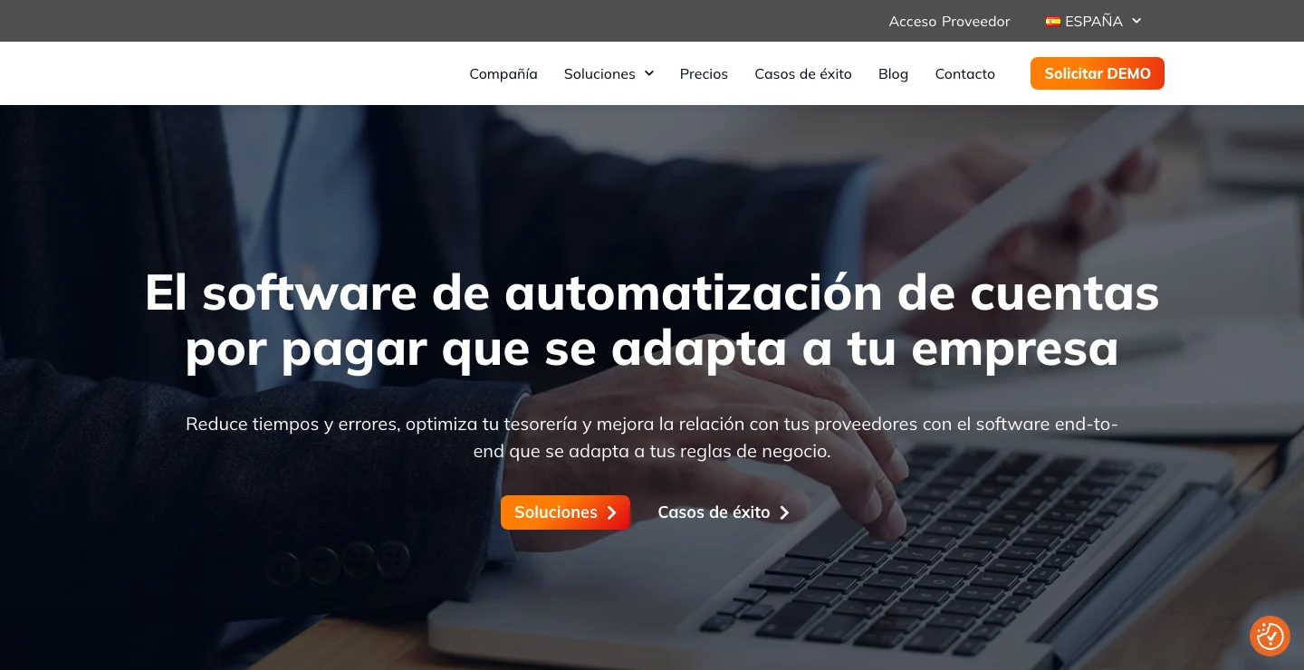 Invoway home page, with its product proposal