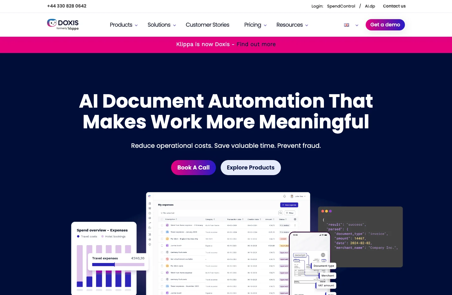 Klippa official page: presentation of its platform and product proposal