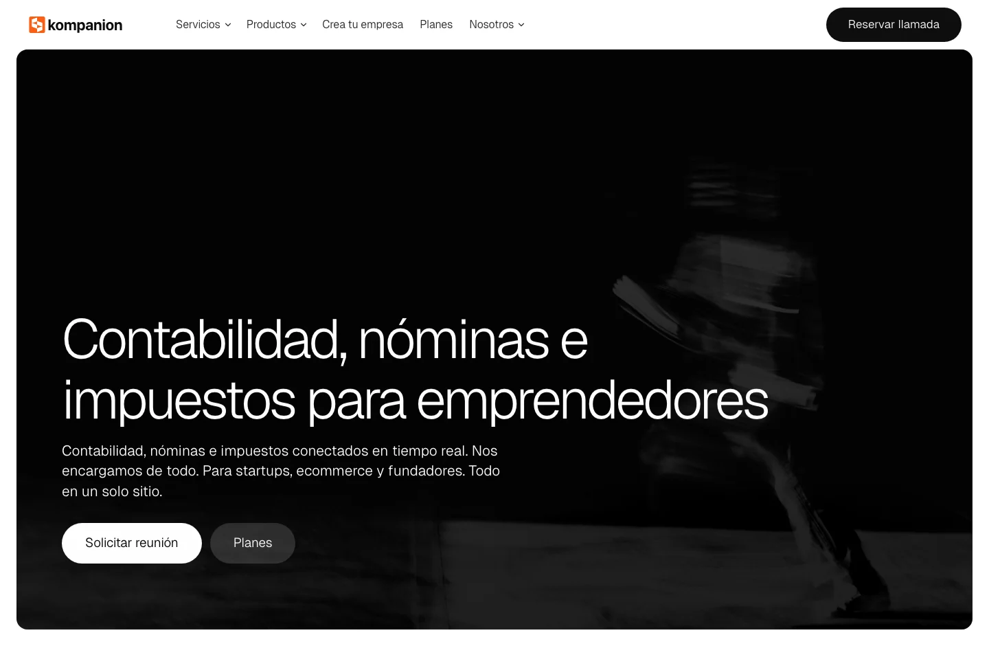 Kompanion home page, with its product proposal