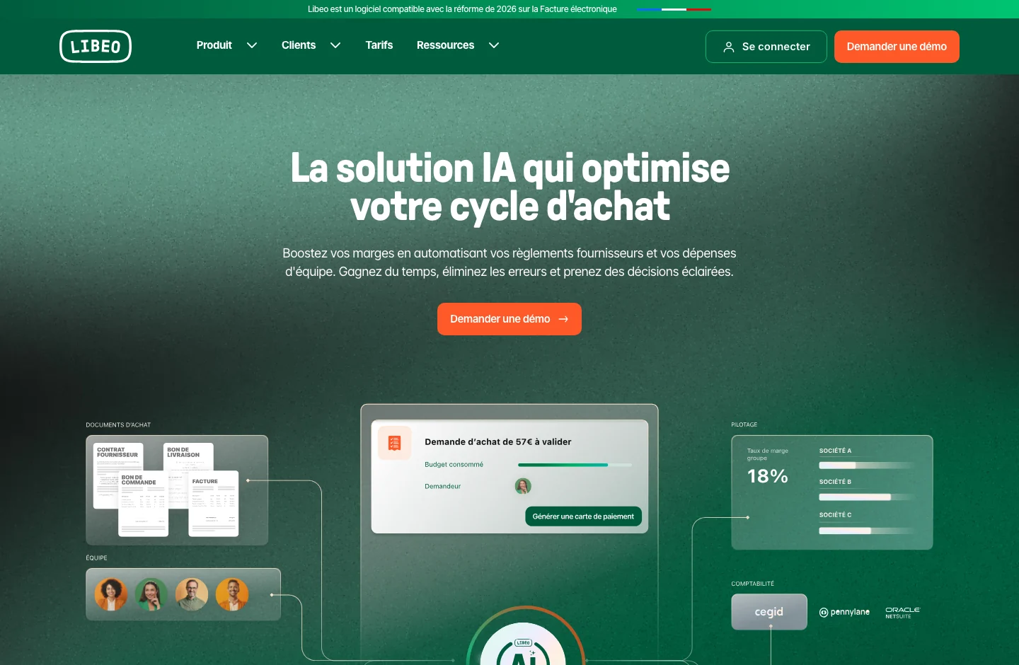 Libeo home page, with its product proposal