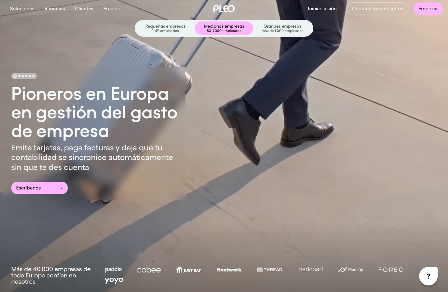 Pleo official page: presentation of its platform and product proposal
