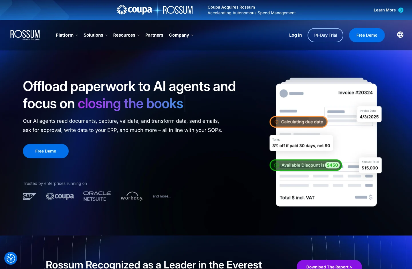 Rossum official page: presentation of its platform and product proposal