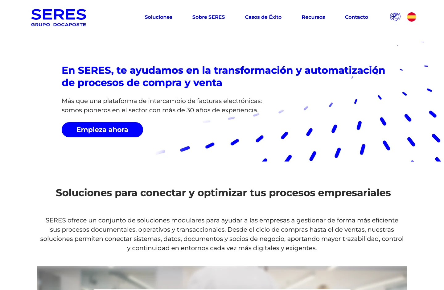 SERES home page, with its product proposal
