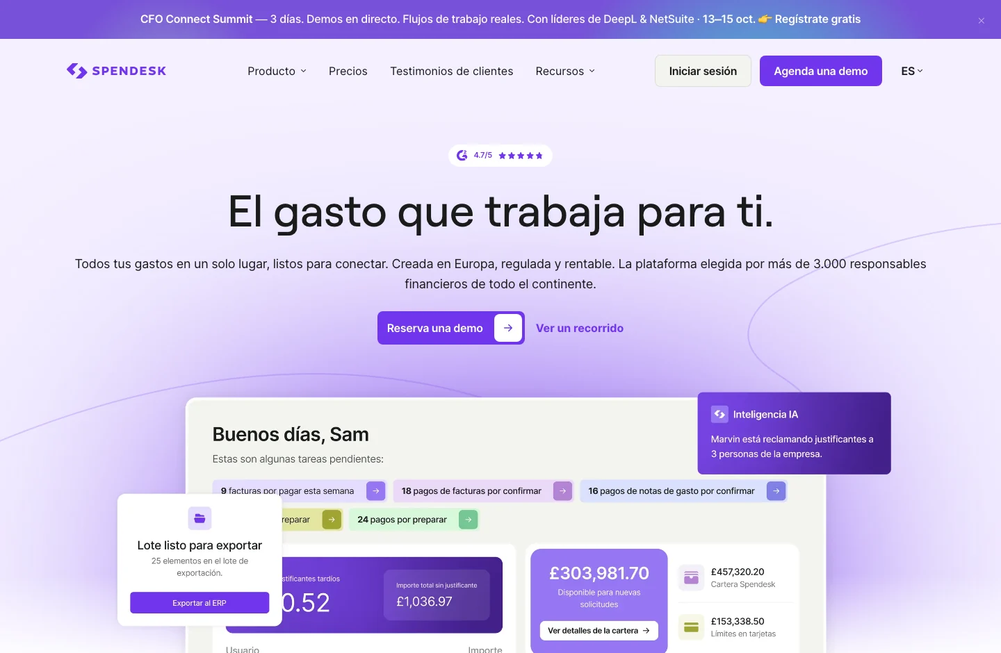 Spendesk official page: presentation of its platform and product proposal